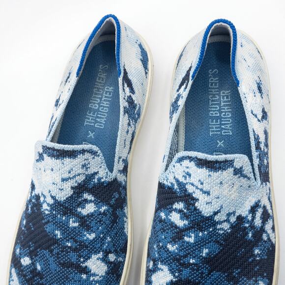 Rothys The Sneaker Shibori Blue Knit Size 9 Coastal Prep Casual Comfort - Picture 5 of 8